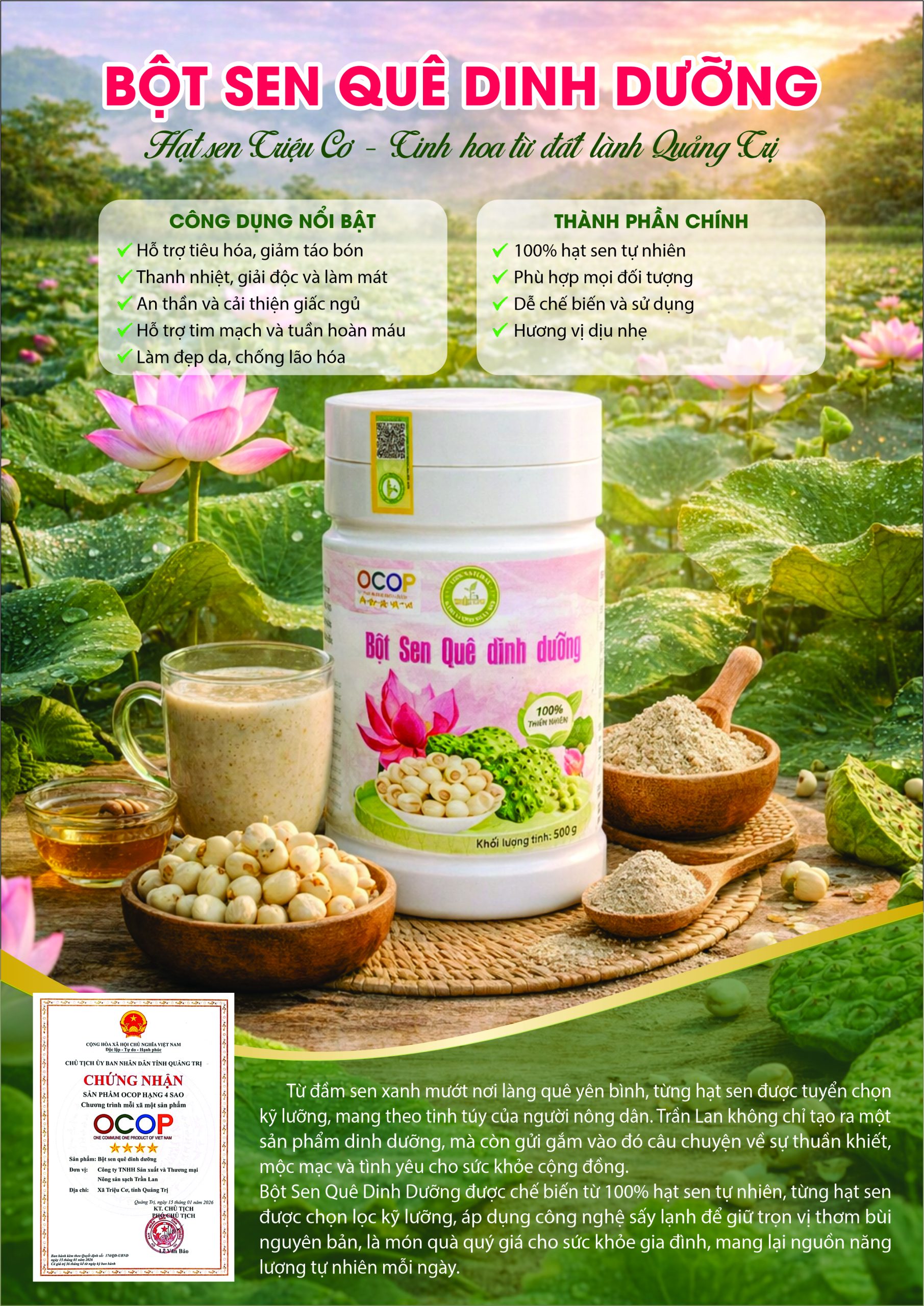 BỘT SEN QUÊ DINH DƯỠNG “SEN TRIỆU SƠN”