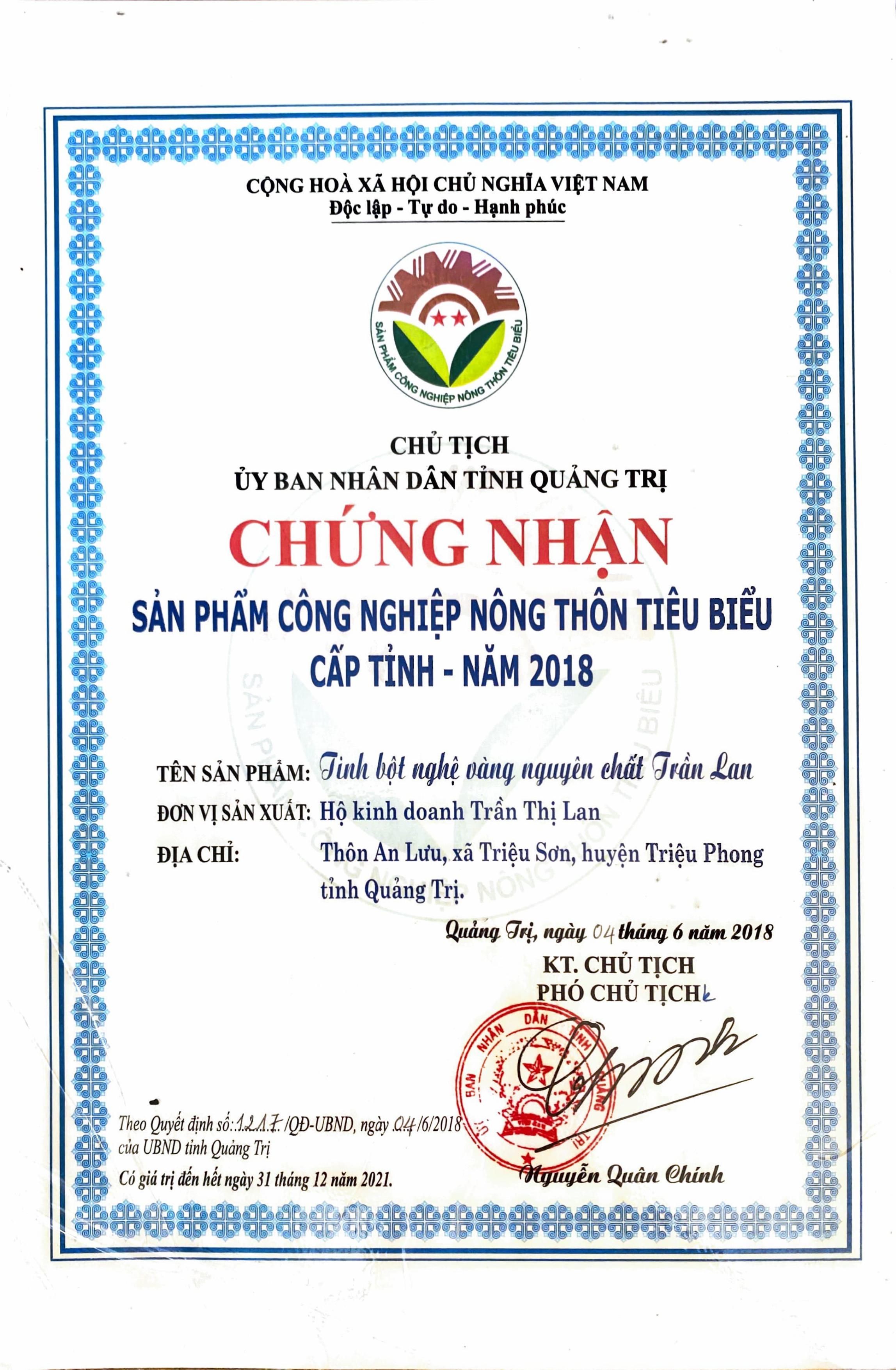 Giải thưởng và chứng nhận Trần Lan