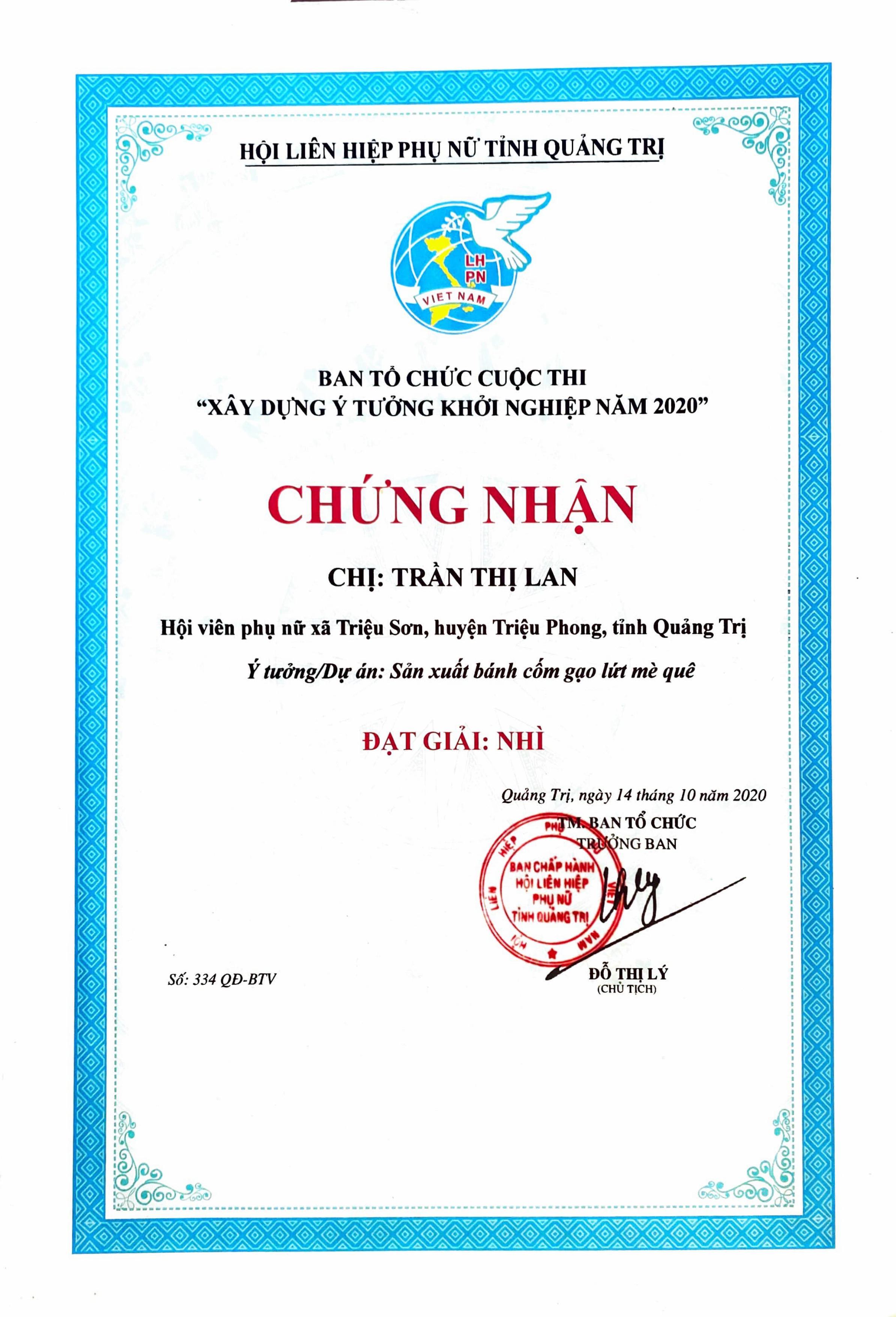 Giải thưởng và chứng nhận Trần Lan
