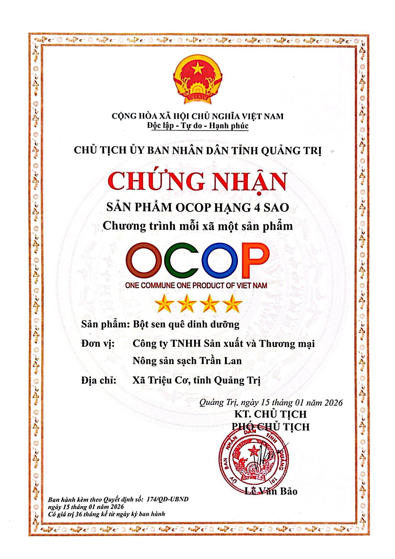 Giải thưởng và chứng nhận Trần Lan