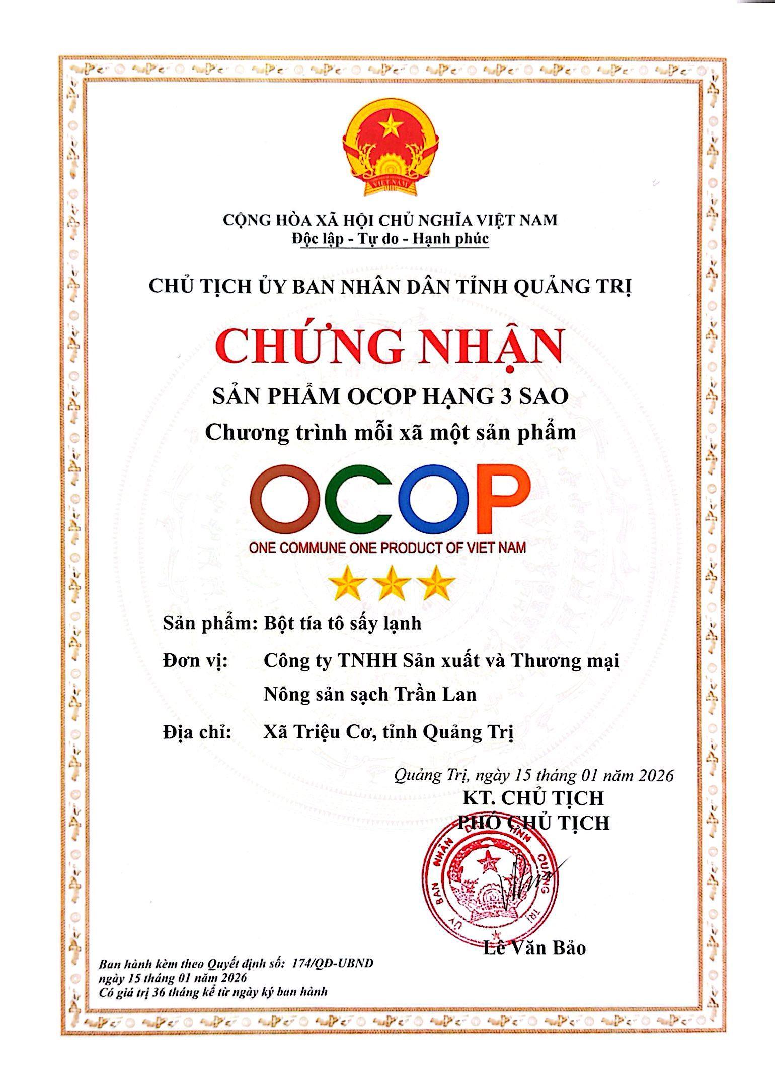 Giải thưởng và chứng nhận Trần Lan