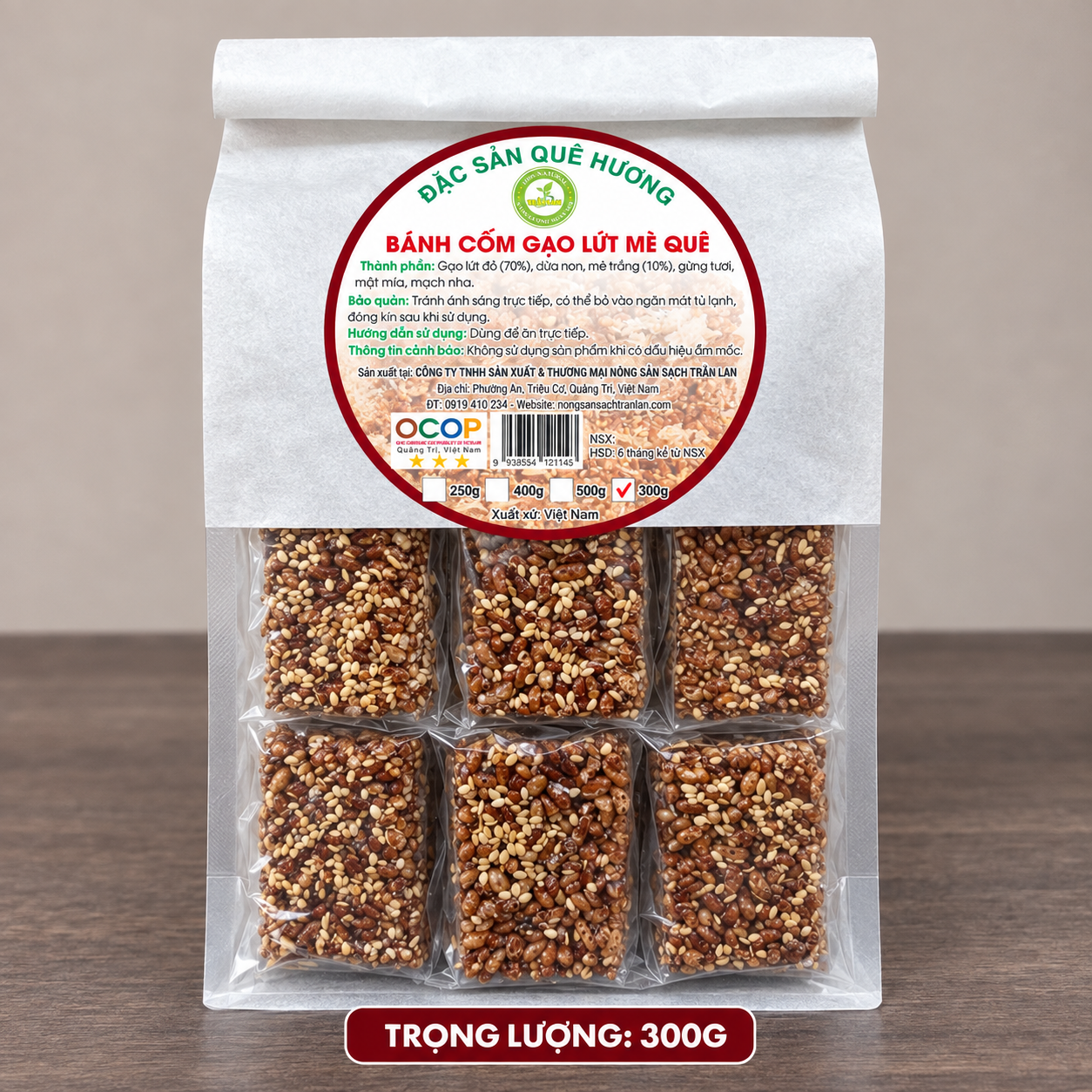 Bánh cốm gạo lứt mè quê – Hộp 300G/500G